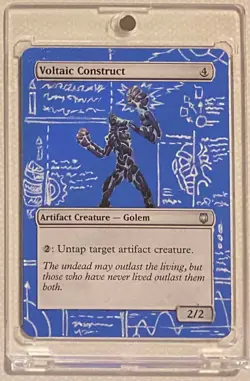 VOLTAIC CONSTRUCT (DST) MTG Magic Hand Painted Altered Extended BLUEPRINT Art - Image 1