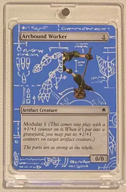 ARCBOUND WORKER (DST) MTG Magic Hand Painted Altered Extended Full BLUEPRINT Art - Image 1