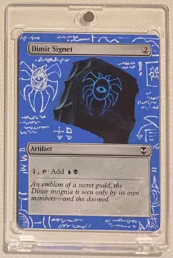 DIMIR SIGNET (NCC) MTG Magic Hand Painted Altered Extended Full BLUEPRINT Art - Image 1