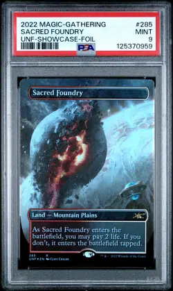 2022 MAGIC: THE GATHERING UNFINITY SHOWCASE-FOIL #285 SACRED FOUNDRY PSA 9 - Image 1