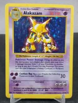 Pokemon TCG: Alakazam 1/102, Base Set, Shadowless Unlimited Holo Rare #1 - Image 1