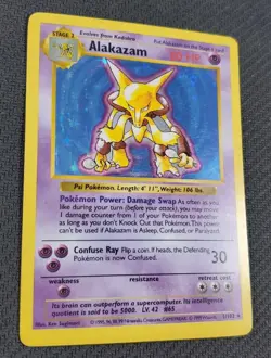 Pokemon TCG: Alakazam 1/102, Base Set, Shadowless Unlimited Holo Rare #1 - Image 4