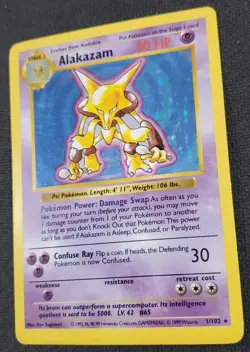 Pokemon TCG: Alakazam 1/102, Base Set, Shadowless Unlimited Holo Rare #1 - Image 5