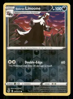 Galarian Linoone Champion's Path #36/73 Common Reverse Holo Pokemon LP - Image 1
