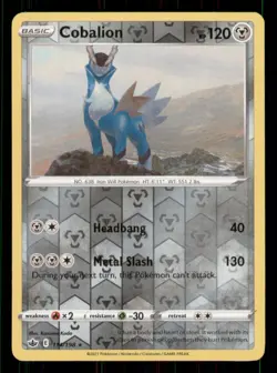 Cobalion SWSH06: Chilling Reign #114/198 Rare Reverse Holo Pokemon LP - Image 1