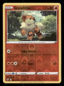 Growlithe SWSH02: Rebel Clash #027/192 Common Reverse Holo Pokemon LP - Image 1