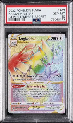 2022 POKEMON SWORD & SHIELD SILVER TEMPEST SECRET FULL ART/LUGIA VSTAR PSA 10 - Image 1