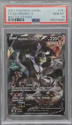 Single Strike Urshifu V #151 PSA 10 - 2021 Pokemon SWSH Battle Styles - Image 1