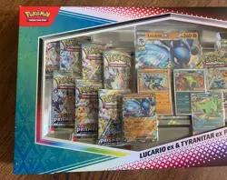 Pokemon TCG Prismatic Evolutions Lucario Ex + Tyranitar Ex Premium Collection - Image 2