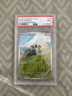 2025 POKEMON JTG EN JOURNEY ILLUSTRATION RARE 170/159 HOP'S WOOLOO PSA 9 - Image 1