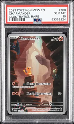 2023 POKEMON MEW EN-151 ILLUSTRATION RARE #168 CHARMANDER PSA 10 - Image 1