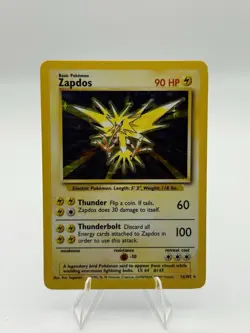 Pokemon TCG Zapdos Base Set Holo Unlimited Rare Card 16/102 LP Condition - Image 2
