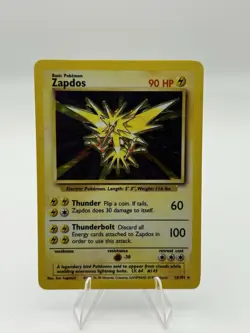 Pokemon TCG Zapdos Base Set Holo Unlimited Rare Card 16/102 LP Condition - Image 2