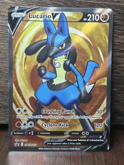 Pokemon TCG Lucario v SWSH213 Black Star Promo Card NM Condition - Image 1