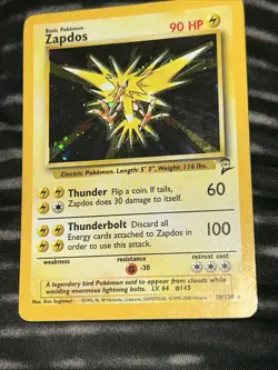 Zapdos 20/130 Base Set 2 Holo Rare Pokemon Card Vintage WOTC ! Very Good - Image 1