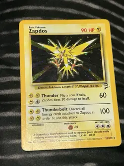 Zapdos 20/130 Base Set 2 Holo Rare Pokemon Card Vintage WOTC ! Very Good - Image 3