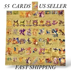 55 Pcs Gold Foil Pokemon Cards Pack - VMAX GX TCG Rare Card Lot/collectible/gift - Image 2