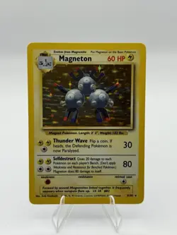 Pokemon TCG Magneton Base Set Holo Unlimited Rare Card 9/102 LP Condition - Image 2