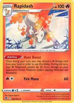 Rapidash HP100 Heat Boost Metal Pokemon Card-Collectible Gift Display - Image 1