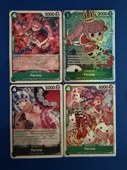 Perona One Piece TCG 4-card lot OP12 Super Rare+OP10/ST12 Common - ships PWE - Image 1