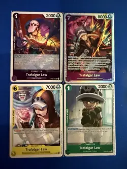 Trafalgar Law One Piece TCG 4-card lot OP12 Super Rare+OP09 Rar3+more ships PWE - Image 1