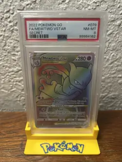 Pokemon TCG Mewtwo VSTAR Holo Card Secret Rare Pokemon Go 079/078 PSA 8 NM-MT - Image 1