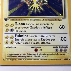 Pokemon Zapdos 16/102 Holo Italian 1st Edition Base Set Sleeve + Topper - Image 4