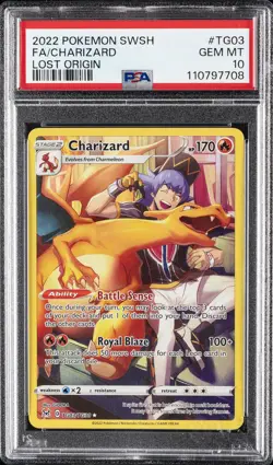 2022 POKEMON SWORD & SHIELD LOST ORIGIN #TG03 FULL ART/CHARIZARD PSA 10 - Image 1