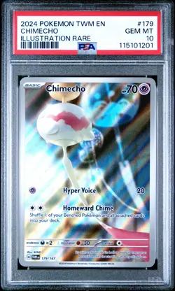 2024 POKEMON TWM EN-TWILIGHT MASQUERADE ILLUSTRATION RARE #179 CHIMECHO PSA 10 - Image 1