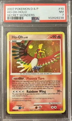 1-OF-1 FIRE BLAST SWIRL 2007 POKEMON D&P SECRET WONDERS HO-OH-HOLO #10/132 PSA 7 - Image 2