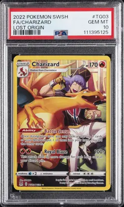 2022 POKEMON SWORD & SHIELD LOST ORIGIN #TG03 FULL ART/CHARIZARD PSA 10 - Image 1
