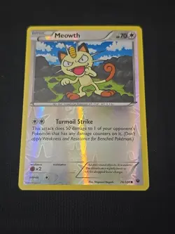 Meowth 74/124 Fates Collide Reverse Holo Rare Pokemon TCG Light Played - Image 1