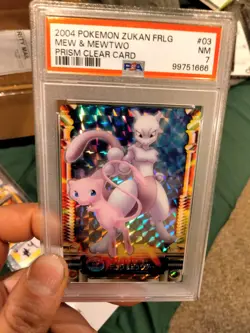 PSA 7 - Pokemon Mew & Mewtwo No. 03 Holo Prism Zukan Clear Cards Japanese 2004 - Image 1