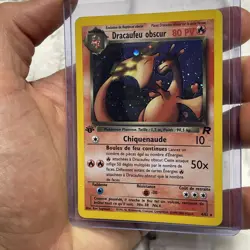 Pokemon Dracaufeu Obscur French Dark Charizard 1st Edition Holo 4/82 MP Card Vtg - Image 2