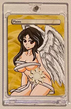 PLAINS - BASIC LAND (ANIME GIRL) MTG ELSPETH Hand Painted Altered Extended Art - Image 1