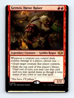 #216 2025 Tarkir: Dragonstorm Commander Grenzo, Havoc Raiser Rare MISCUT - Image 1