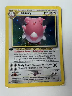 Pokemon TCG Blissey Neo Revelation Holo Rare Card 2/64 1st Edition Damage! - Image 1