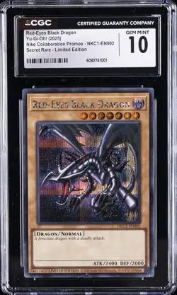 2025 YU-GI-OH! NIKE COLLABORATION LIMITED EDITION RED-EYES BLACK DRAGON CGC 10 - Image 1