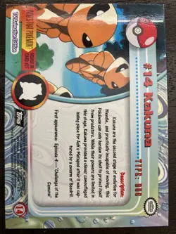 1999 TOPPS POKEMON CARD #14 KAKUNA FOIL - TV ANIMATION EDITION BLACK LOGO - Image 2