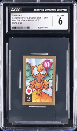1997 POKEMON PLAYING CARDS JPN MINI COROCORO KARUTA - HAND CUT CHARIZARD CGC 6 - Image 1