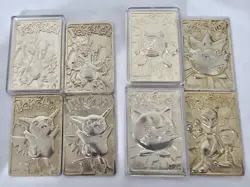 Set of 8 23k Gold Plated 1999 Pokemon Card Charizard Pikachu Mewtwo Poliwhirl - Image 2