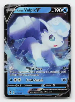 Alolan Vulpix V 033/195 Ultra Rare SWSH12: Silver Tempest Pokemon Card - Image 1