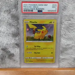 2020 Pokemon Pikachu Holo PSA 9 Mint Promo SWSH039 Single Pack Blister Rare Card - Image 1
