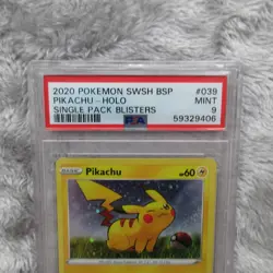 2020 Pokemon Pikachu Holo PSA 9 Mint Promo SWSH039 Single Pack Blister Rare Card - Image 3