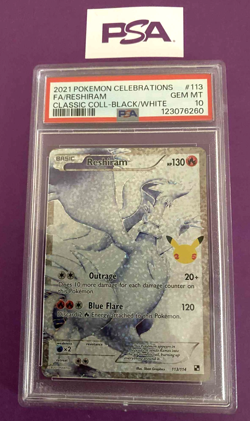 Pokemon Reshiram Celebrations Classic Coll. Black & White Full Art #113 PSA 10 - Image 1