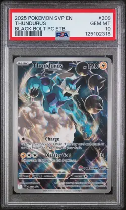 2025 POKEMON SVP BLACK BOLT POKEMON CENTER ETB PROMO #209 THUNDURUS PSA 10 - Image 1