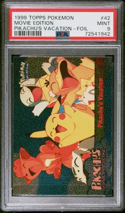 1999 TOPPS POKEMON THE MOVIE EDT PIKACHU'S VACATION-FOIL #42 MOVIE EDITION PSA 9 - Image 1