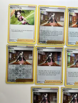 Pokemon Tcg Lot of 10 Trainer Supporter Marnie and Marnie's Pride Reverse Holo - Image 2