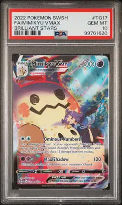 2022 POKEMON SWSH BRILLIANT STARS FULL ART MIMIKYU VMAX TG17/TG30 GEM MT PSA 10 - Image 2