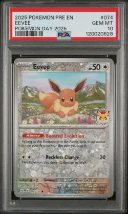 Pokemon TCG Eevee 074/131 Pokemon Day 2025 Promo PSA 10 - Image 1